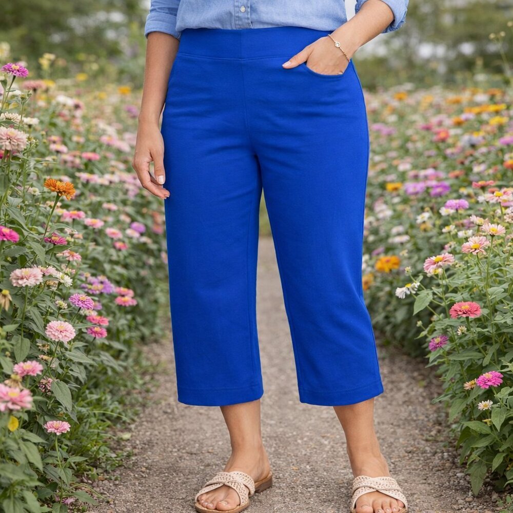 NEW Wicked by Women With Control Capri Pants Stretch Knit Blue